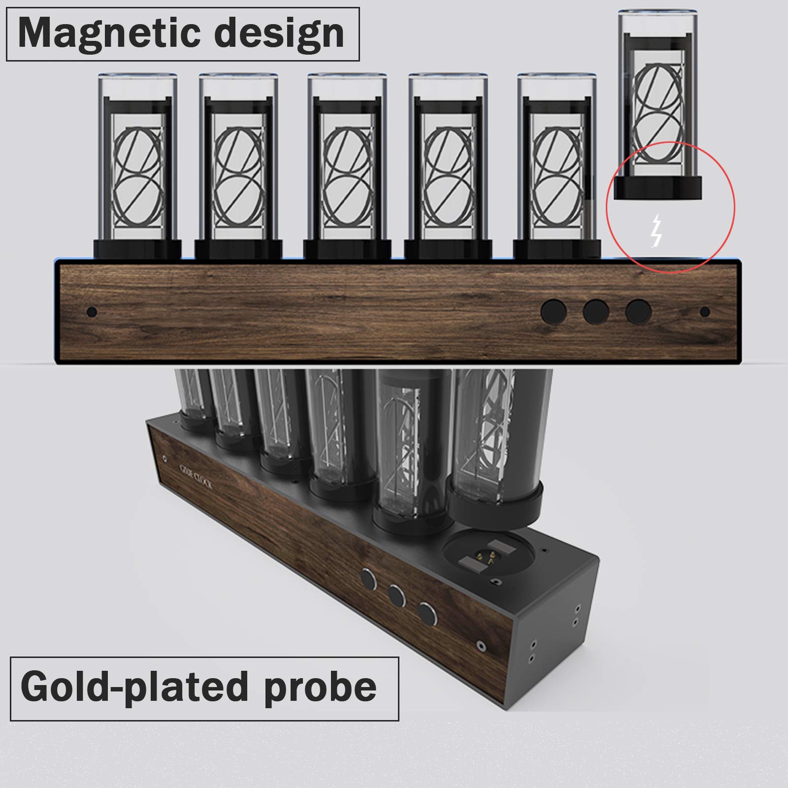 Amazon.co.jp: RGBデジタル真空管時計、磁気デザインのクリエイティブ